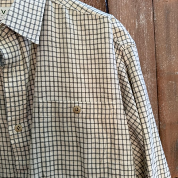 ORVIS Men's Cream Green Plaid Wool Long Sleeve Button Down Shirt Size Large - Picture 2 of 9